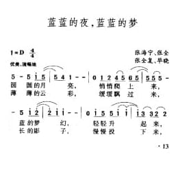 蓝蓝的夜,蓝蓝的梦 张海宁 张全复词张全复 毕晓世典