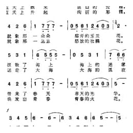 影视剧曲谱:蓝天上的云 电视片 海韵 插曲