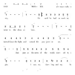 美国经典歌曲谱:伤感电影 简谱