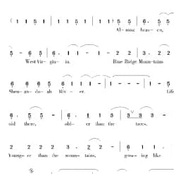 美国经典歌曲谱:乡村小路 简谱
