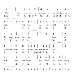 美国经典歌曲谱:当我们年轻时 简谱