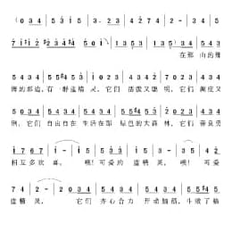 美国经典歌曲谱:可爱的蓝精灵 简谱