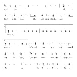 美国经典歌曲谱:最后的华尔兹 简谱