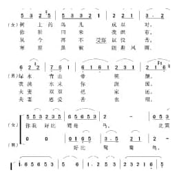 中国经典歌曲谱:满工对唱 简谱