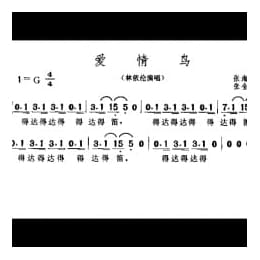 简谱:爱情鸟 1993张海宁词 张全复曲 林依伦演唱