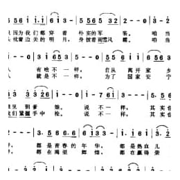 简谱:当兵的人 1994王晓岭词 臧云飞 刘斌曲 刘斌演唱