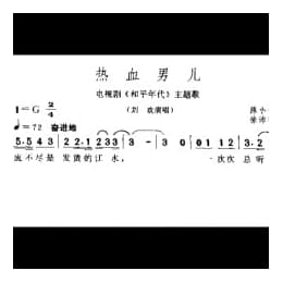 简谱:热血男儿 电视剧 和平年代 主题歌 1997陈小奇词 徐沛东曲 刘欢演唱