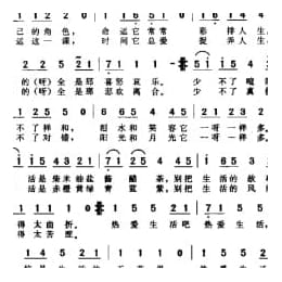 简谱:生活谣 1998车行词 戚建波曲 眉佳演唱
