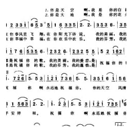 简谱:祖国,永远祝福你 1999云剑词 印青曲 梦鸽演唱