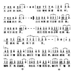 简谱:白天不懂夜的黑 1995黄桂兰词 林隆璇曲 那英演唱