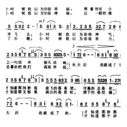 通俗歌曲简谱:长大后我就成了你 1993宋青松词 王佑贵曲 宋祖英演唱