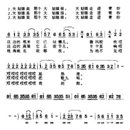 简谱:大姑娘美,大姑娘浪 1998佚名词曲 孙莲梦演唱