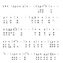 少儿歌唱考级简谱:月亮河边的孩子 李肖波词 安建华曲 三级