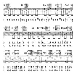 刘德华歌曲吉他六线谱:心肝宝贝 附简谱歌词