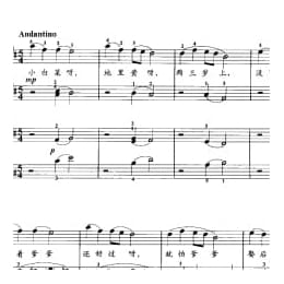 少儿钢琴四手联弹曲目:小白菜 河北民歌 郭瑶改编 五线谱